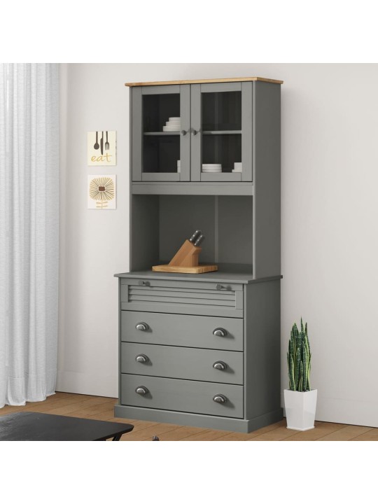 Příborník vigo šedý 80 x 40 x 176 cm masivní borové dřevo