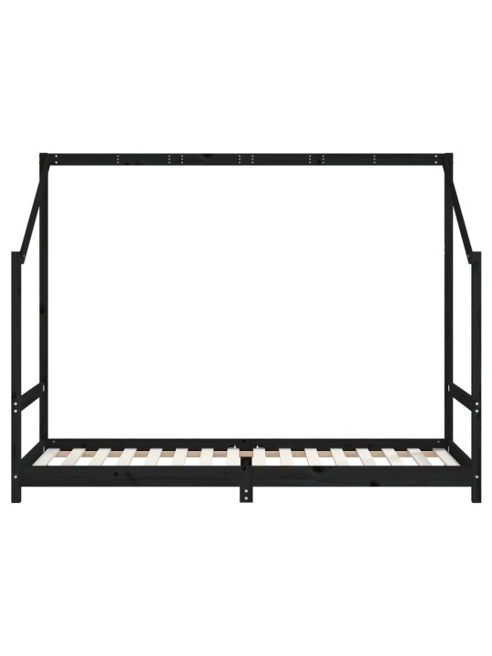 Dětská postel černá 90 x 200 cm masivní borové dřevo