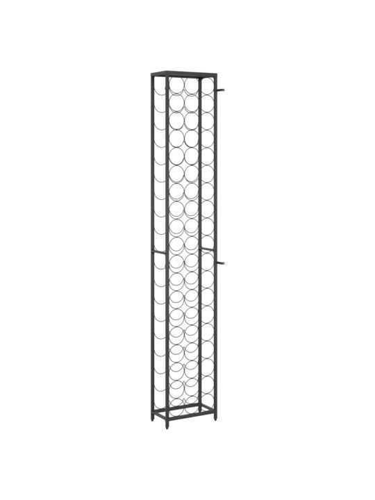 Stojan na víno na 57 lahví černý 34 x 18 x 200 cm tepané železo