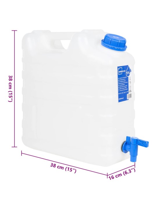 Zásobník na vodu s kohoutkem průhledný 15 l plast