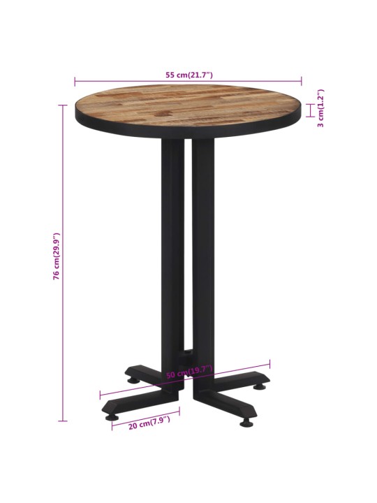 Bistro stůl kulatý Ø 55 x 76 cm masivní recyklovaný teak