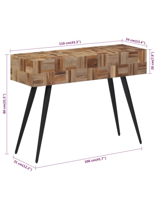Konzolový stolek 110 x 34 x 80 cm masivní recyklovaný teak