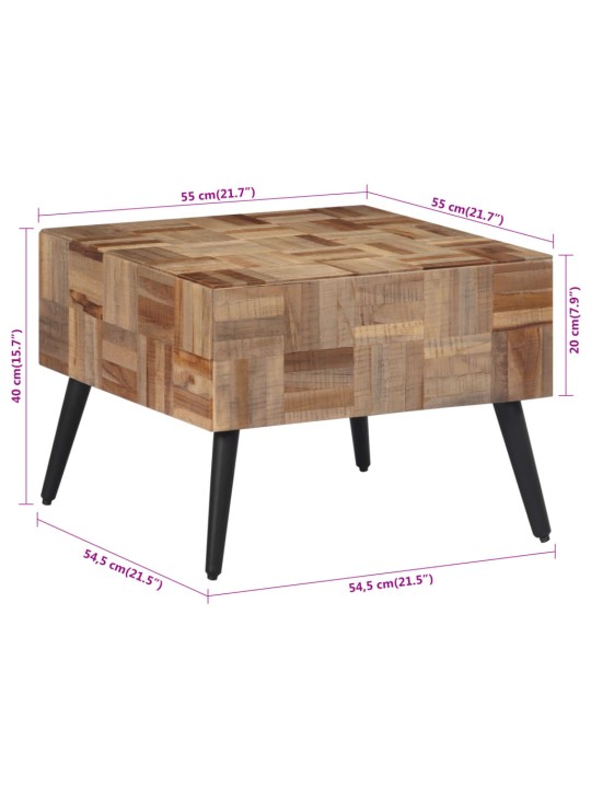 Konferenční stolek šedý 55x55x40 cm masivní recyklovaný teak