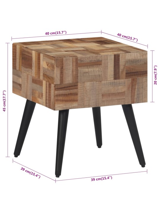 Odkládací stolek 40 x 40 x 45 cm masivní recyklovaný teak