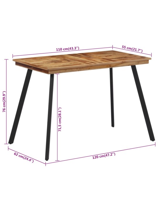 Jídelní stůl 120 x 62 x 76 cm masivní teakové dřevo