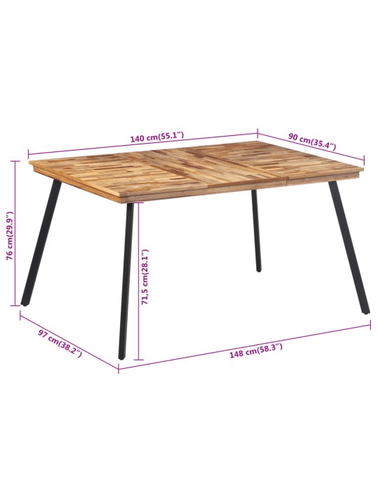 Jídelní stůl 148 x 97 x 76 cm masivní teakové dřevo