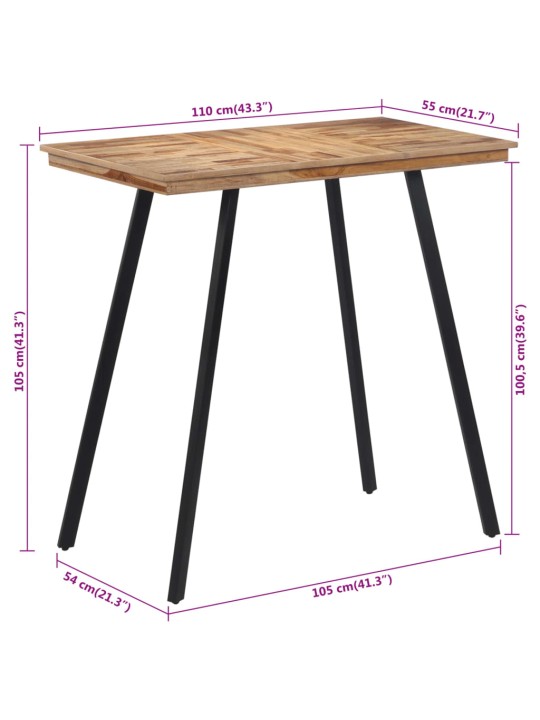 Barový stůl 110 x 55 x 105 cm masivní teakové dřevo