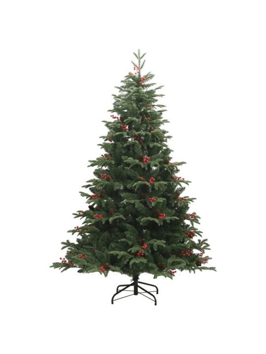 Umělý sklápěcí vánoční stromek s šiškami a bobulemi 210 cm
