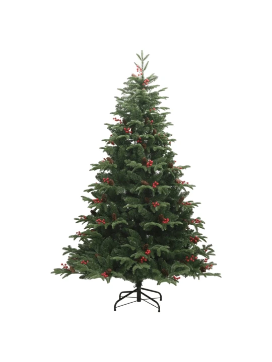 Umělý sklápěcí vánoční stromek s šiškami a bobulemi 210 cm