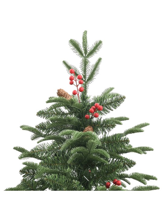 Umělý sklápěcí vánoční stromek s šiškami a bobulemi 210 cm