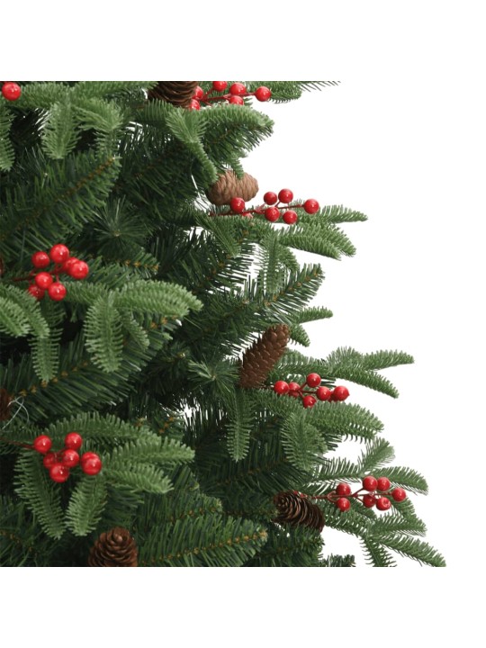 Umělý sklápěcí vánoční stromek s šiškami a bobulemi 210 cm
