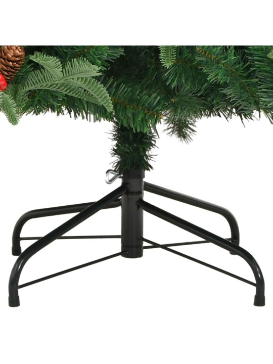 Umělý sklápěcí vánoční stromek s šiškami a bobulemi 210 cm