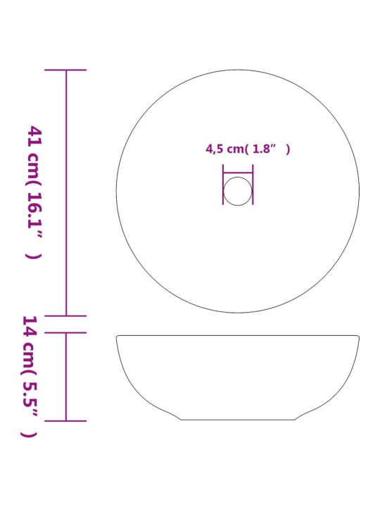 Umyvadlo na desku vícebarevné kulaté Φ 41 x 14 cm keramika