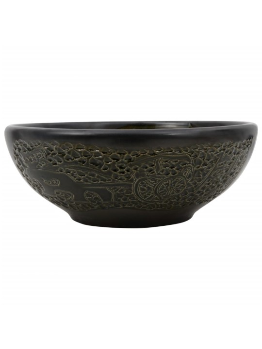 Umyvadlo na desku černé kulaté Φ 41 x 14 cm keramika