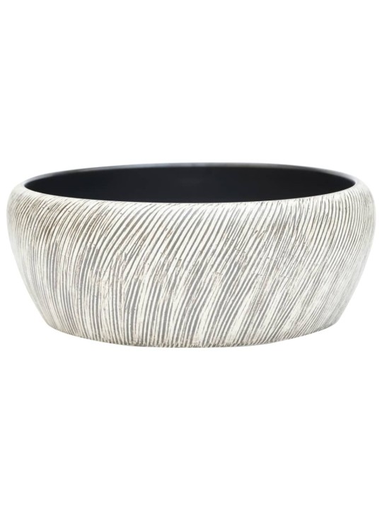 Umyvadlo na desku černé a šedé kulaté Φ 41 x 14 cm keramika