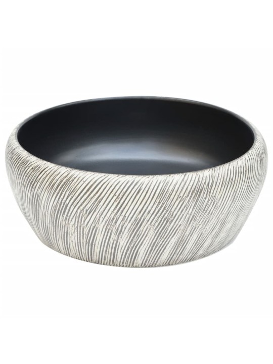Umyvadlo na desku černé a šedé kulaté Φ 41 x 14 cm keramika