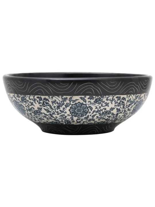 Umyvadlo na desku černé a modré kulaté Φ 41 x 14 cm keramika
