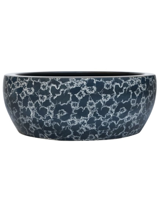 Umyvadlo na desku černé a modré kulaté Φ 41 x 14 cm keramika
