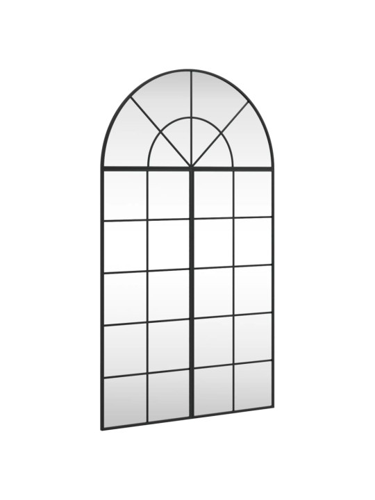 Nástěnné zrcadlo černé 80 x 140 cm oblouk železo