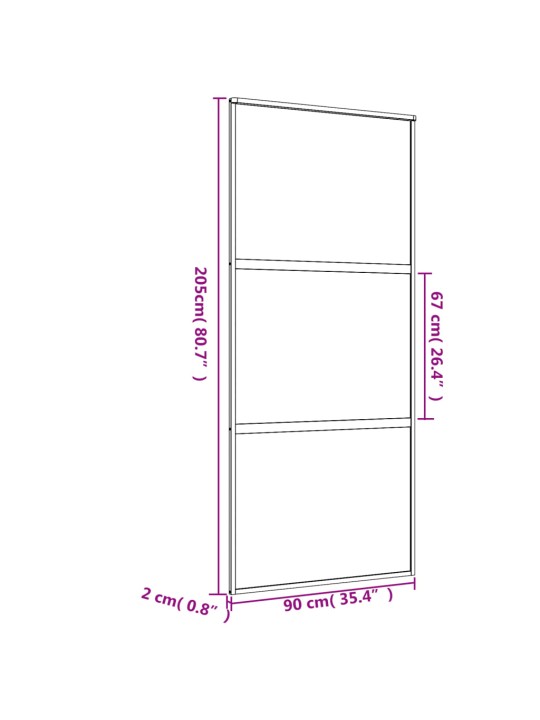 Posuvné dveře zlaté 90 x 205 cm čiré ESG sklo a hliník