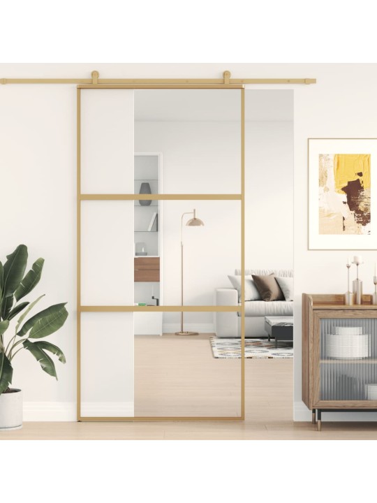 Posuvné dveře zlaté 102,5 x 205 cm čiré ESG sklo a hliník