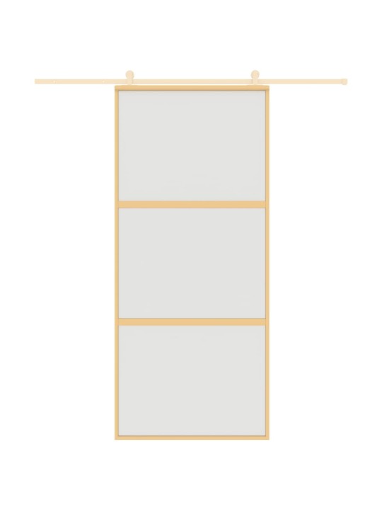 Posuvné dveře zlaté 90 x 205 cm mléčné ESG sklo a hliník