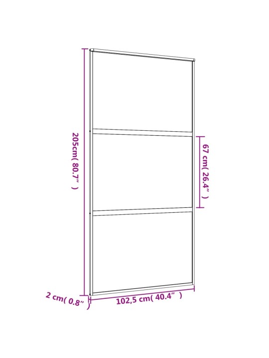 Posuvné dveře zlaté 102,5 x 205 cm mléčné ESG sklo a hliník