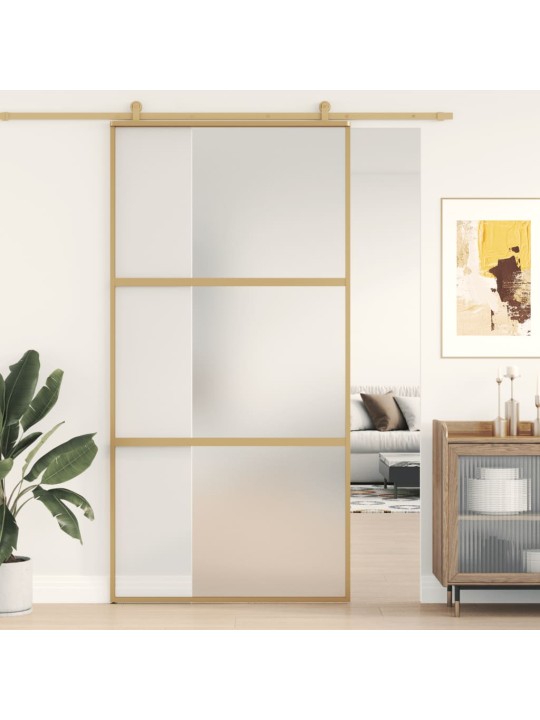 Posuvné dveře zlaté 102,5 x 205 cm mléčné ESG sklo a hliník