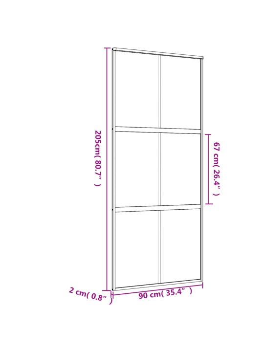 Posuvné dveře zlaté 90 x 205 cm čiré ESG sklo a hliník