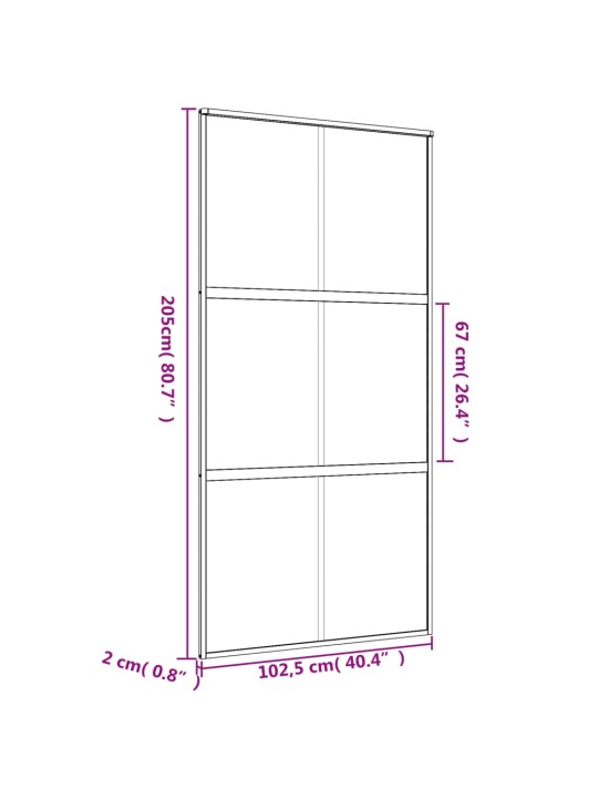 Posuvné dveře zlaté 102,5 x 205 cm čiré ESG sklo a hliník