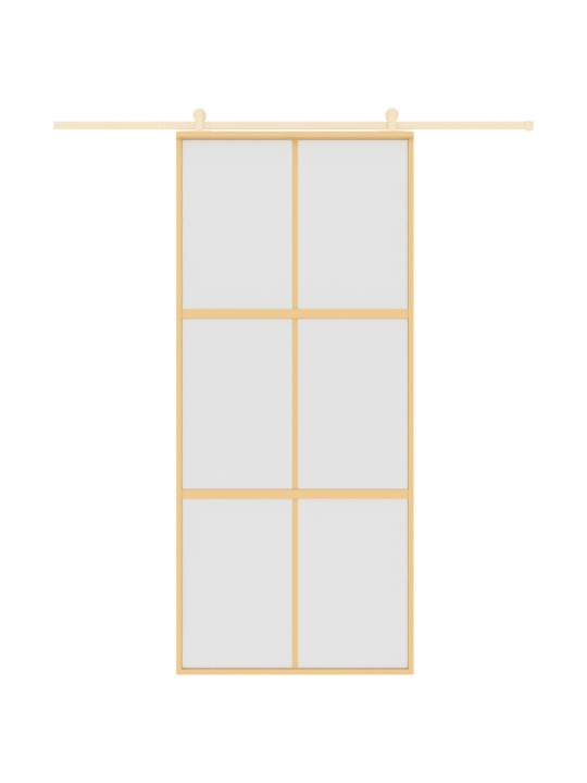 Posuvné dveře zlaté 90 x 205 cm mléčné ESG sklo a hliník