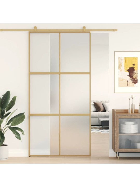 Posuvné dveře zlaté 102,5 x 205 cm mléčné ESG sklo a hliník