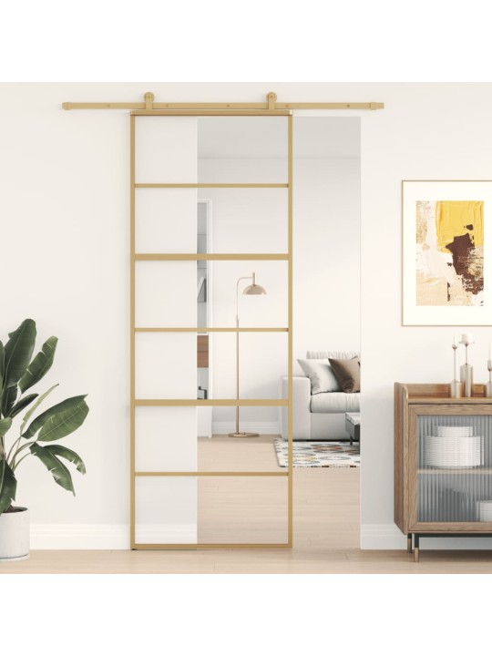 Posuvné dveře zlaté 76 x 205 cm čiré ESG sklo a hliník