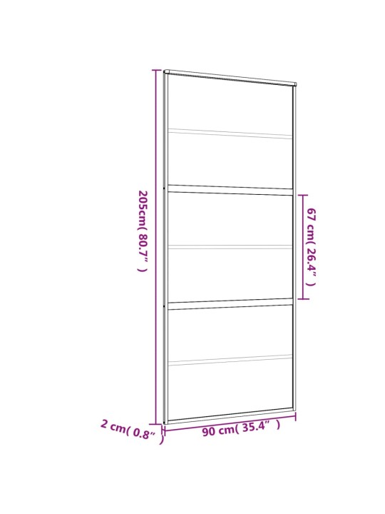 Posuvné dveře zlaté 90 x 205 cm čiré ESG sklo a hliník