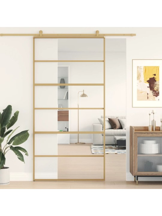 Posuvné dveře zlaté 102,5 x 205 cm čiré ESG sklo a hliník
