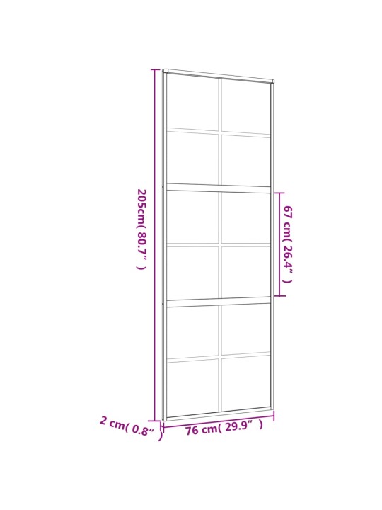Posuvné dveře zlaté 76 x 205 cm čiré ESG sklo a hliník