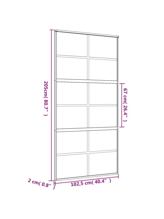 Posuvné dveře zlaté 102,5 x 205 cm čiré ESG sklo a hliník