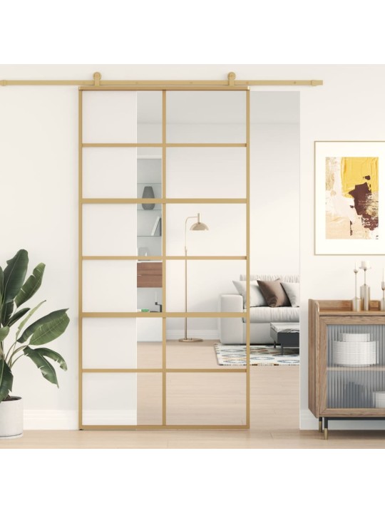 Posuvné dveře zlaté 102,5 x 205 cm čiré ESG sklo a hliník