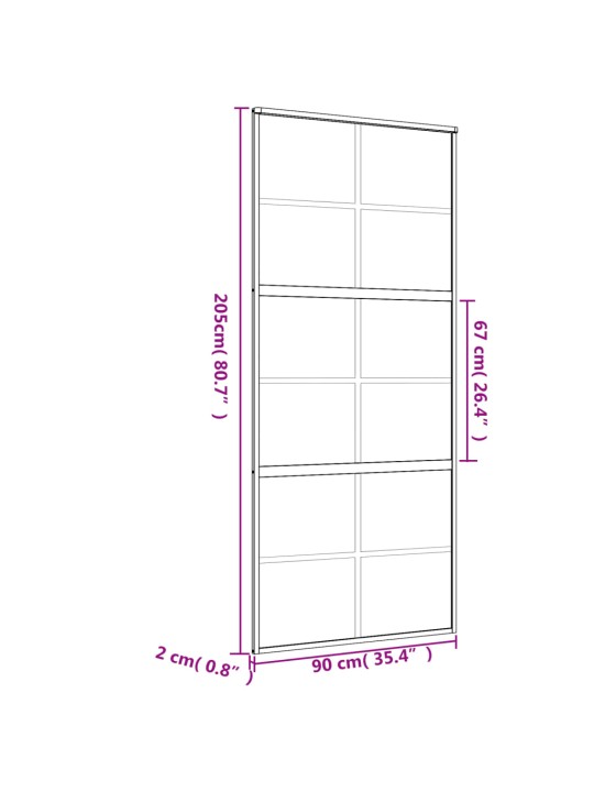 Posuvné dveře zlaté 90 x 205 cm mléčné ESG sklo a hliník