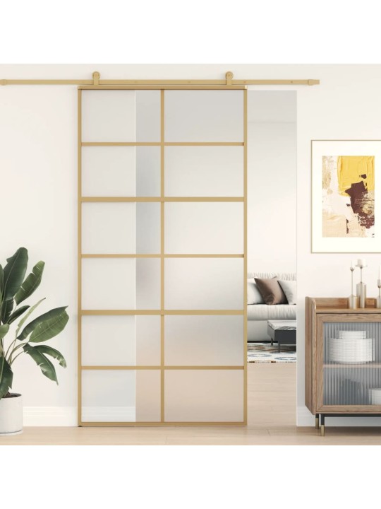 Posuvné dveře zlaté 102,5 x 205 cm mléčné ESG sklo a hliník