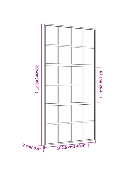 Posuvné dveře zlaté 102,5 x 205 cm čiré ESG sklo a hliník
