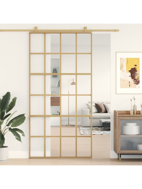 Posuvné dveře zlaté 102,5 x 205 cm čiré ESG sklo a hliník