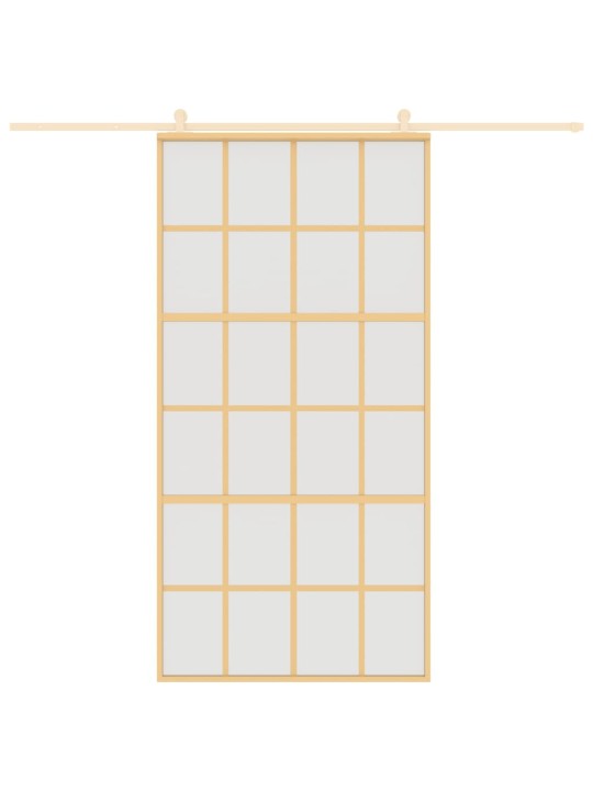 Posuvné dveře zlaté 102,5 x 205 cm mléčné ESG sklo a hliník