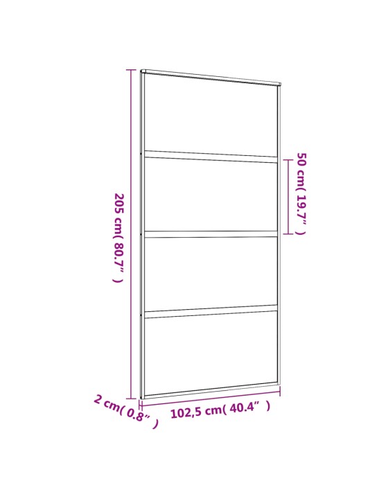 Posuvné dveře zlaté 102,5 x 205 cm čiré ESG sklo a hliník