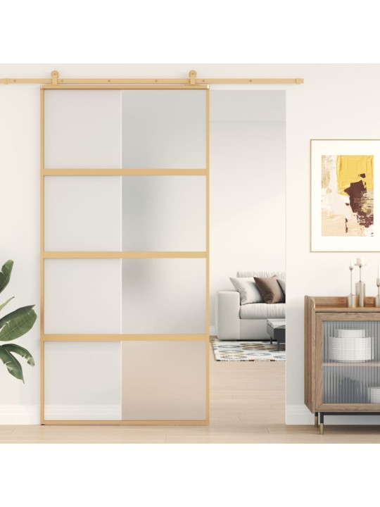 Posuvné dveře zlaté 102,5 x 205 cm mléčné ESG sklo a hliník