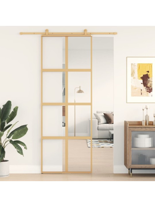 Posuvné dveře zlaté 76 x 205 cm čiré ESG sklo a hliník