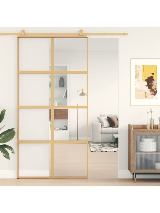Posuvné dveře zlaté 102,5 x 205 cm čiré ESG sklo a hliník
