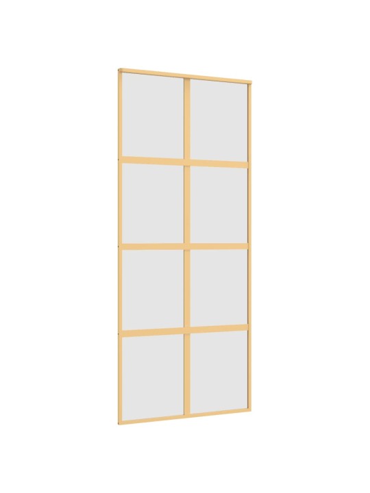 Posuvné dveře zlaté 90 x 205 cm mléčné ESG sklo a hliník