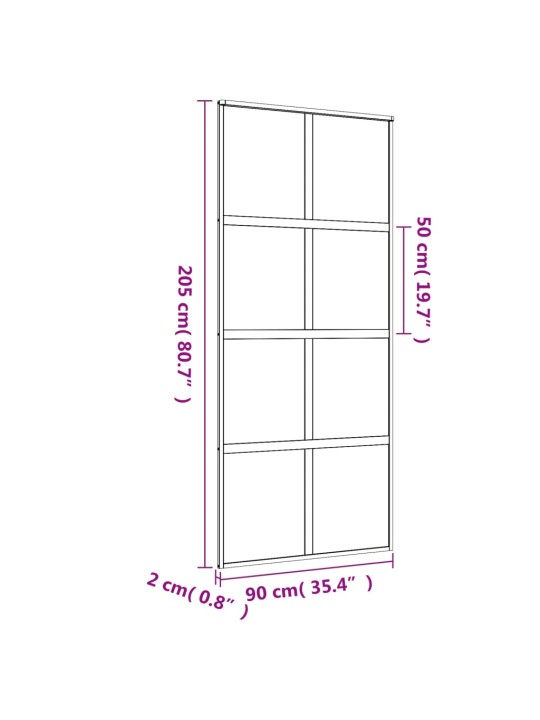 Posuvné dveře zlaté 90 x 205 cm mléčné ESG sklo a hliník