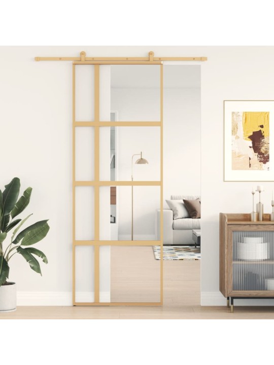 Posuvné dveře zlaté 76 x 205 cm čiré ESG sklo a hliník